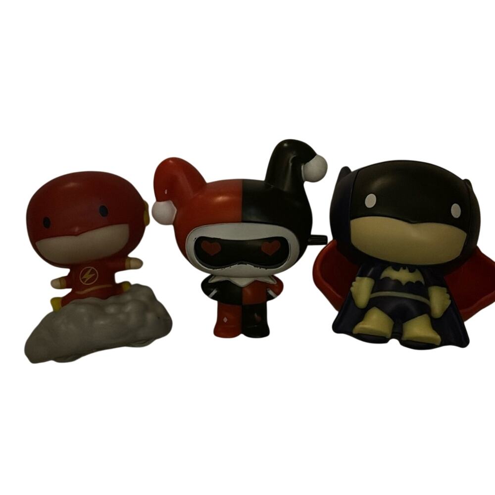 DC Comics Batman,Flash,Harley Quinn 3 Figure Burger King Lot Stocking Stuffers